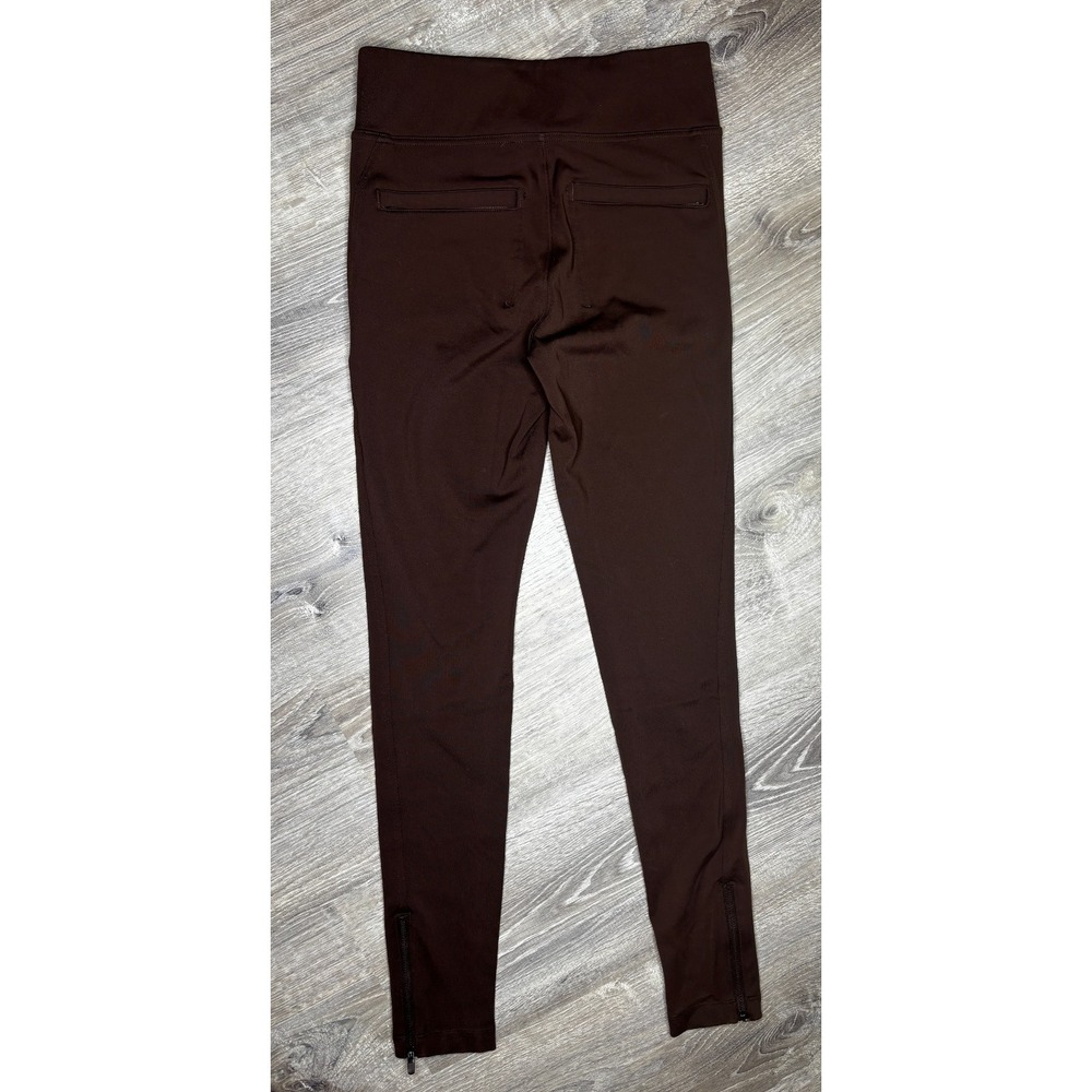 Athleta Brown Straight Leg Ankle Zip Pants Pockets Travel Work Gym Sz Small Tall - Picture 2 of 8